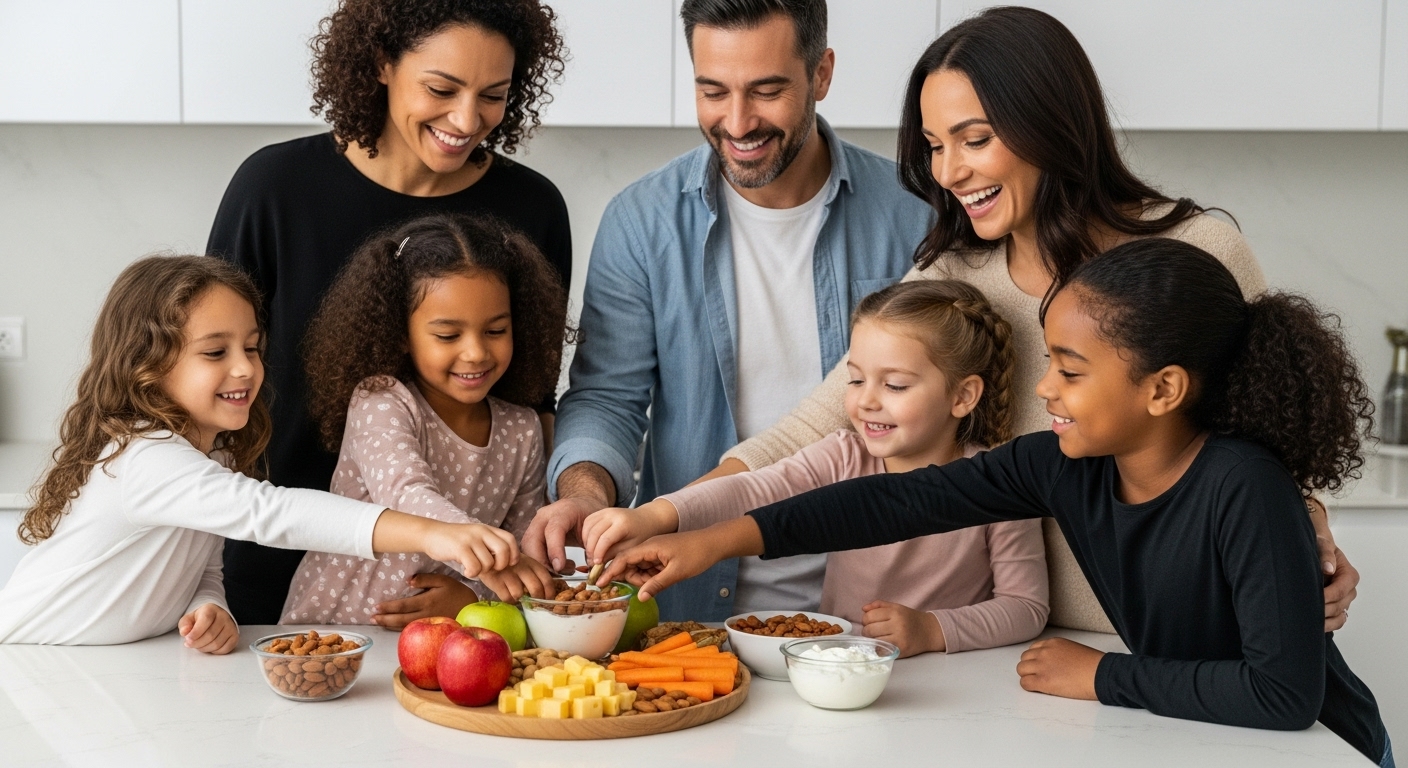 teeth friendly snacks, healthy family eating, dental health